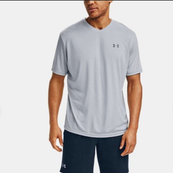 🌿Sale🌿 Under Armour Men Size S L V-Neck Tech 2.0 Short Sleeve Grey 1327969 011 - Picture 2 of 5